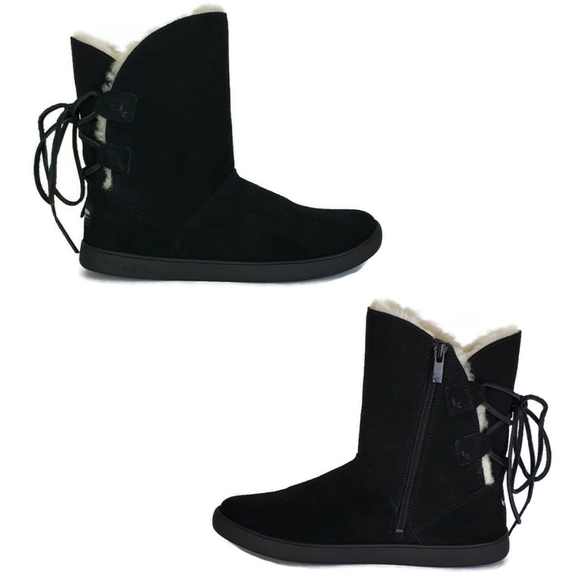 NWB koolaburra ugg shazi short black lace boots - Picture 3 of 14